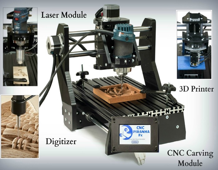 3D printer, CNC router, laser